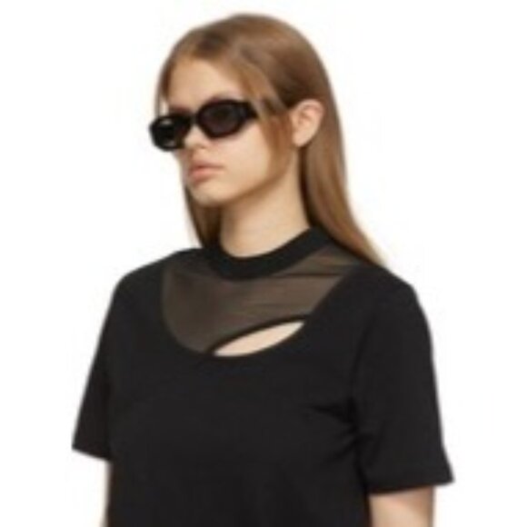 McQueen MQ0342S Rectangular Black Sunglasses With Bold Frame - Picture 2 of 12